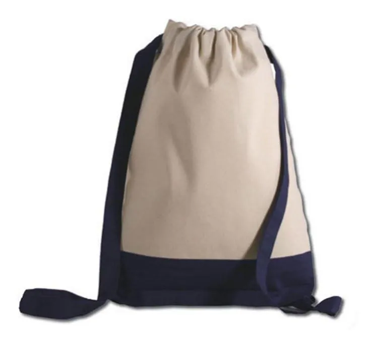 12 ct Two Tone Canvas Sport Backpacks / Wholesale Drawstring Bags - By Dozen