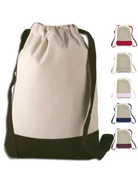 12 ct Two Tone Canvas Sport Backpacks / Wholesale Drawstring Bags - By Dozen