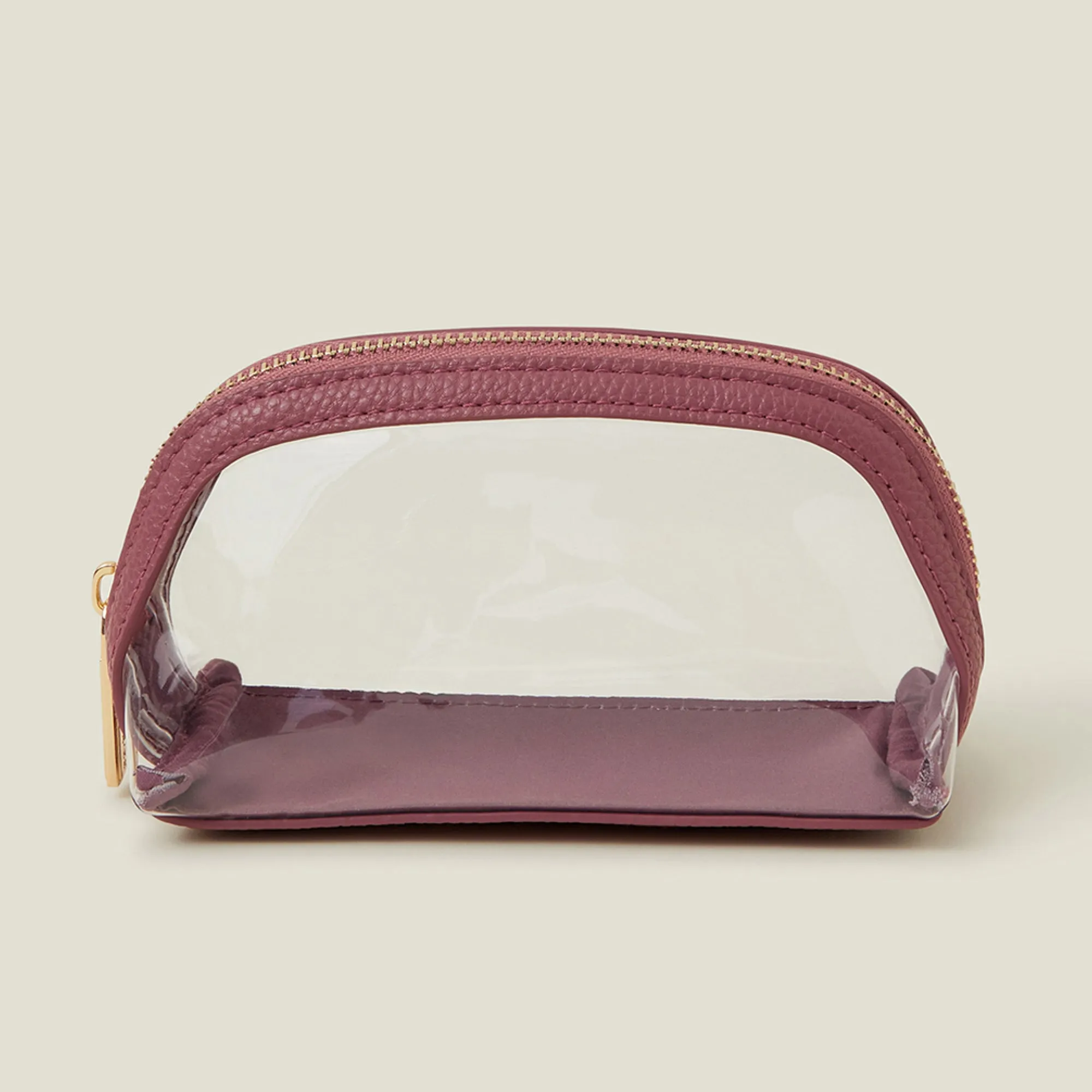 Accessorize London Women's Burgundy Small Clear Make Up Bag