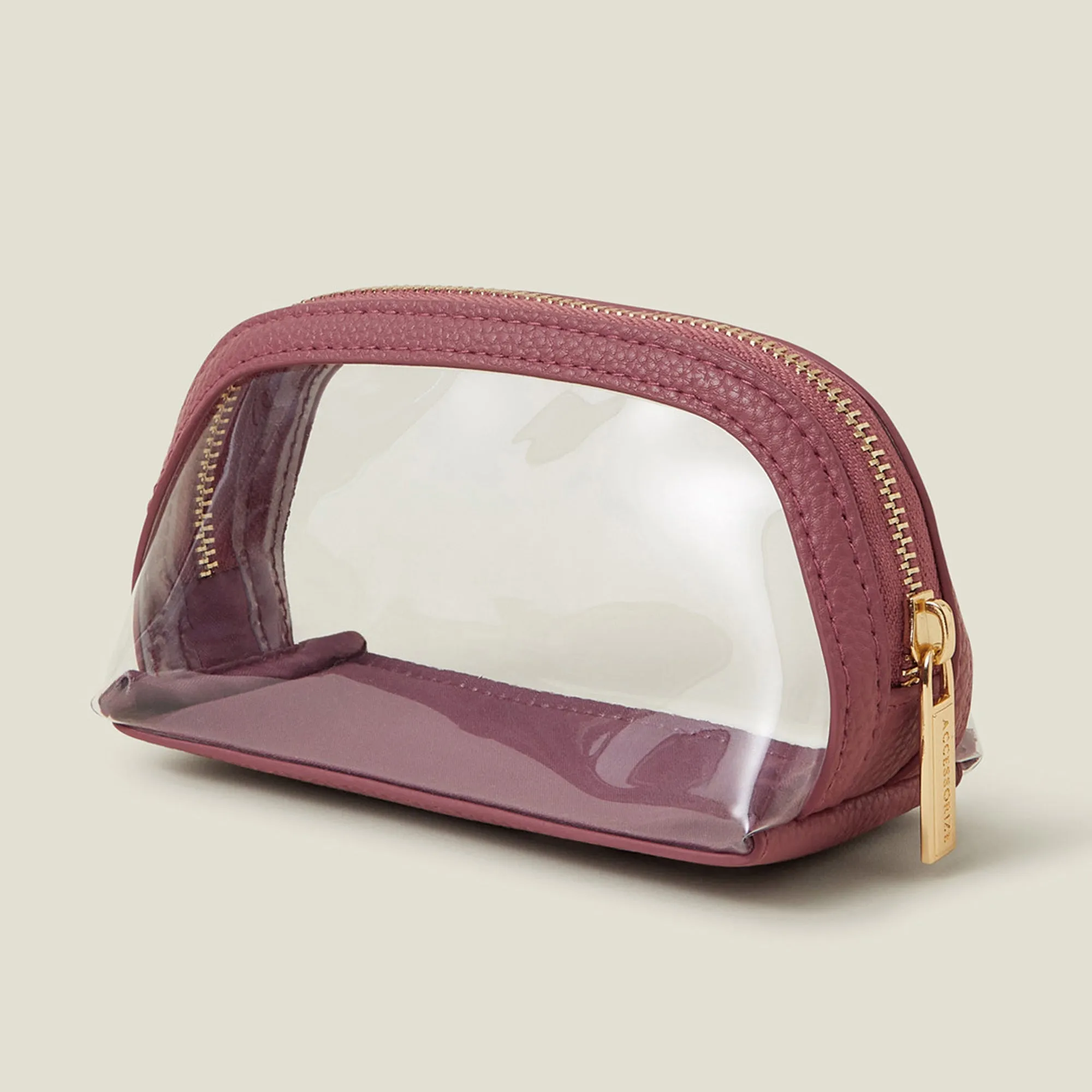 Accessorize London Women's Burgundy Small Clear Make Up Bag