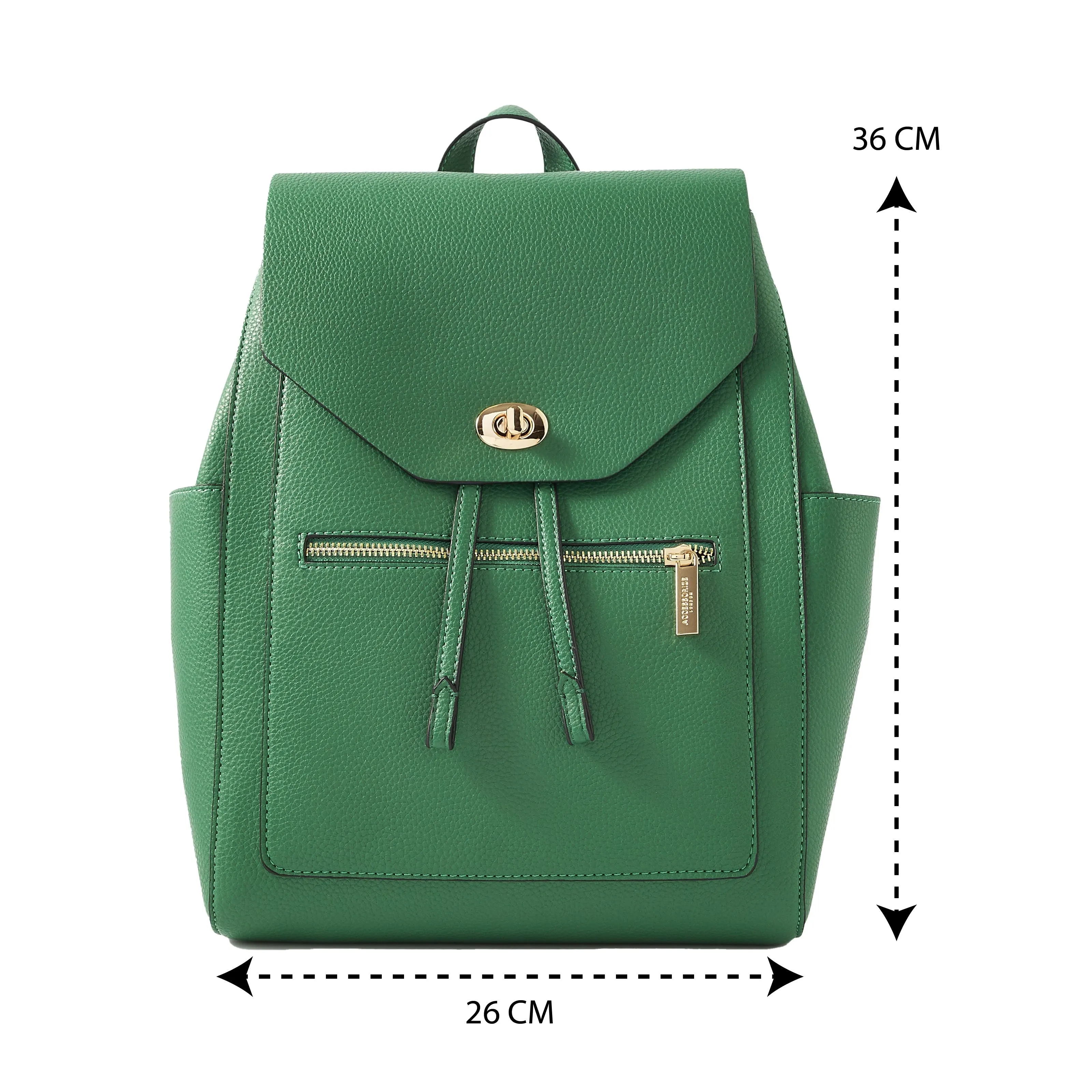 Accessorize London Women's Faux Leather Green Nikki zip backpack bag