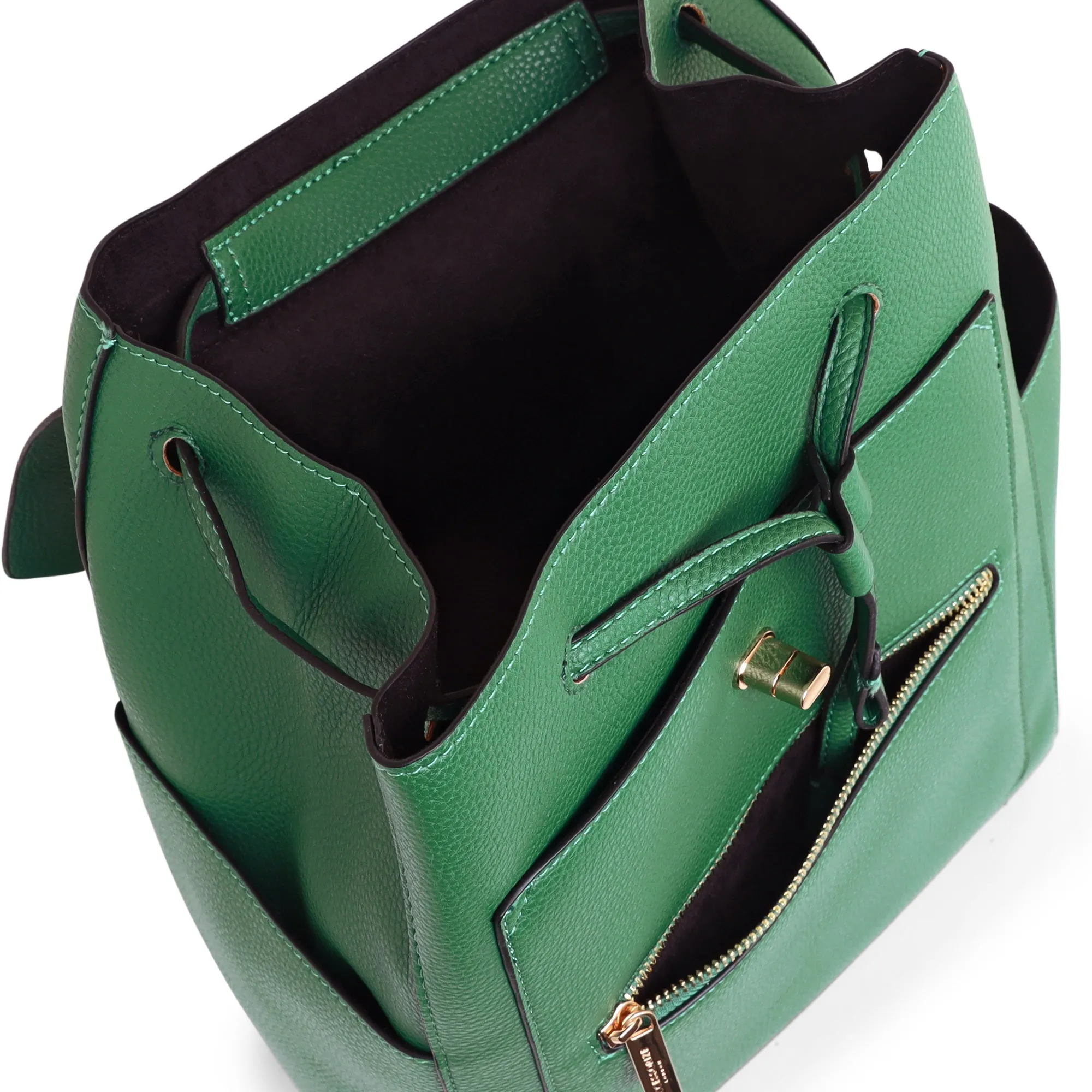 Accessorize London Women's Faux Leather Green Nikki zip backpack bag