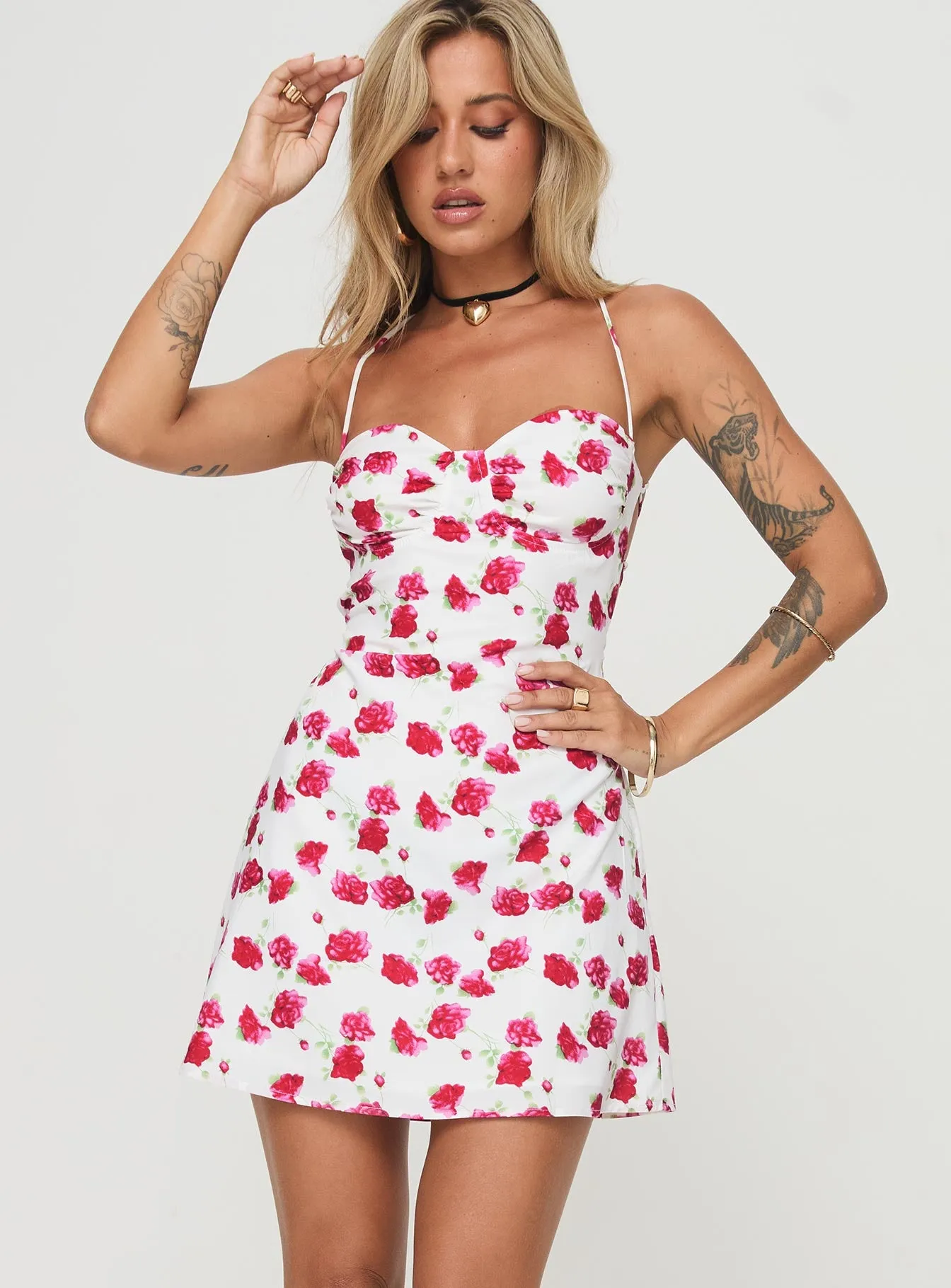 Arslan Mini Dress White Floral