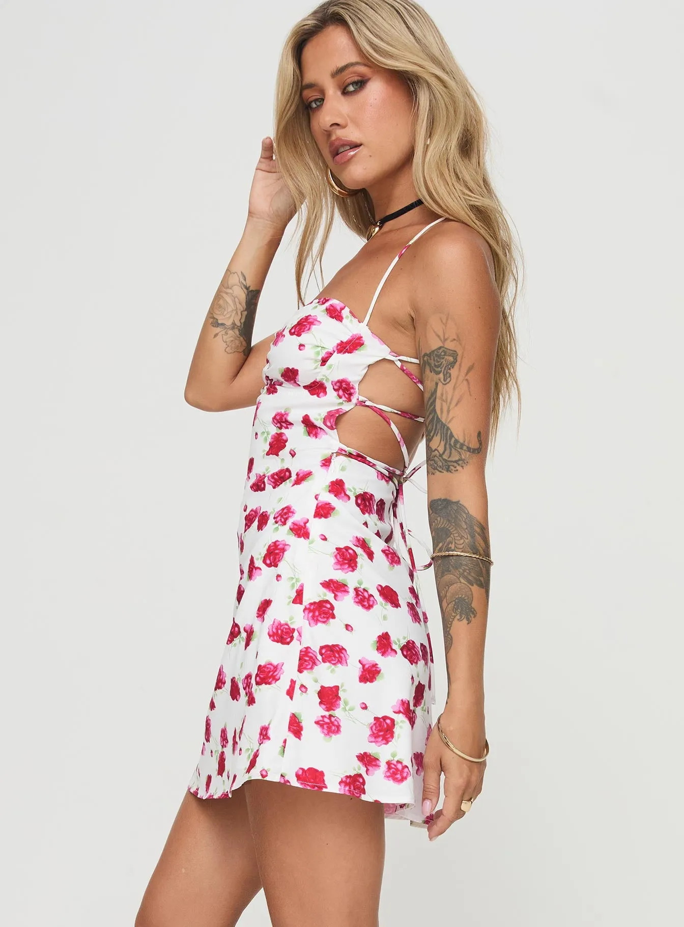 Arslan Mini Dress White Floral