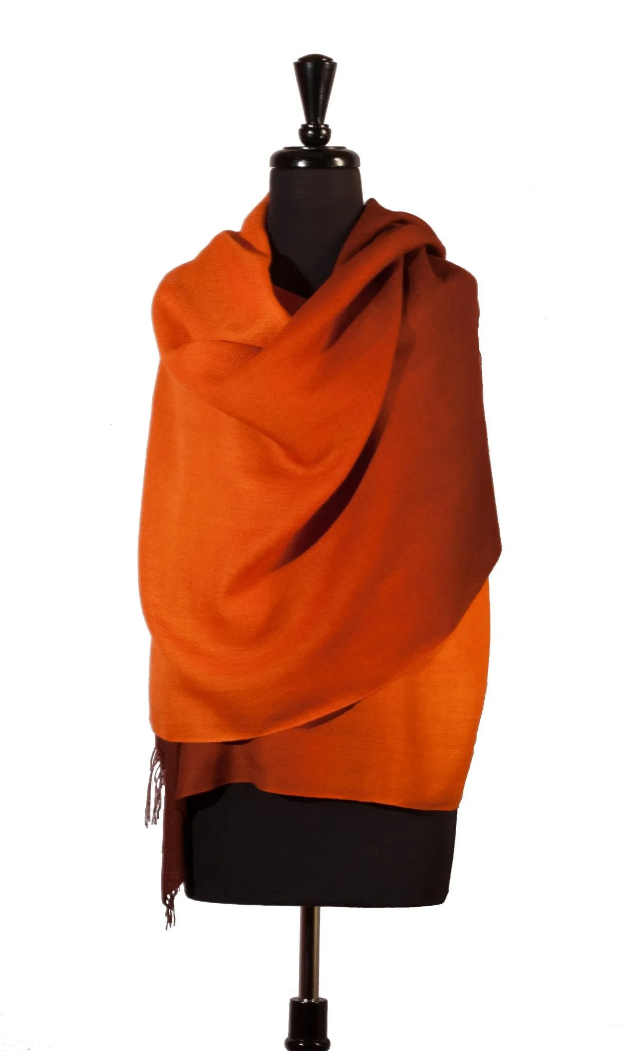 Baby Alpaca & Silk Shawl Two-toned Degrade - Dip Dyed in Orange