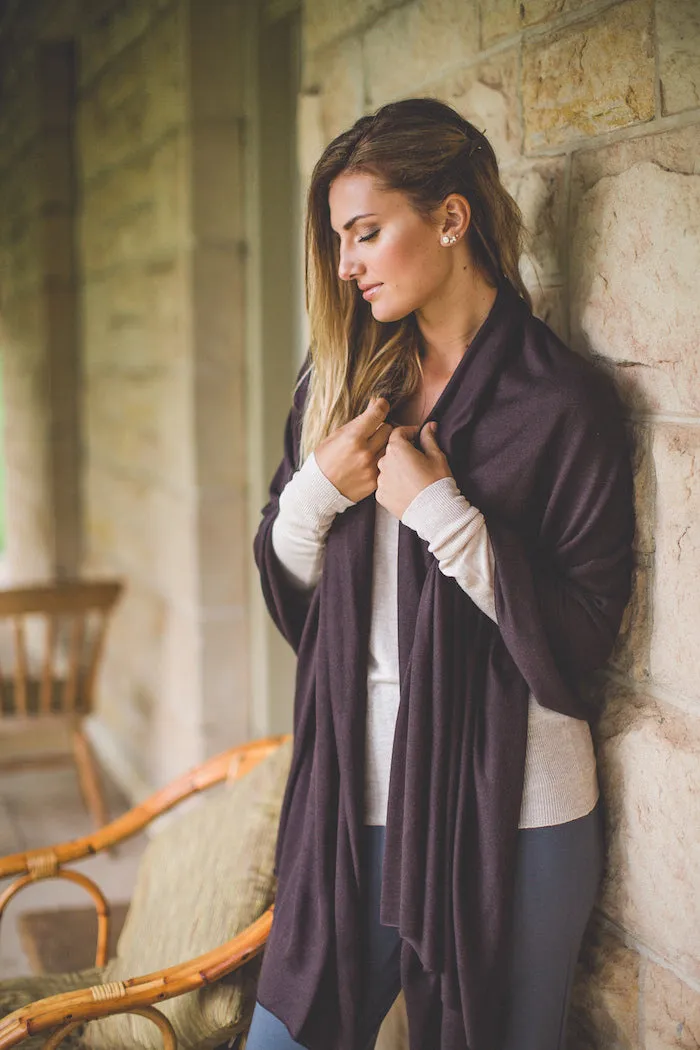 Bamboo Cashmere Wool Travel Wrap - Cacao