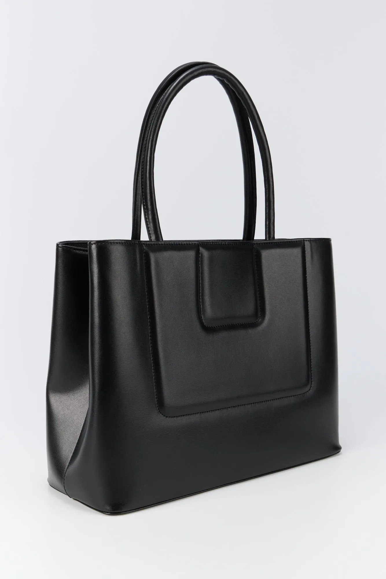 Black Structured Leather Tote