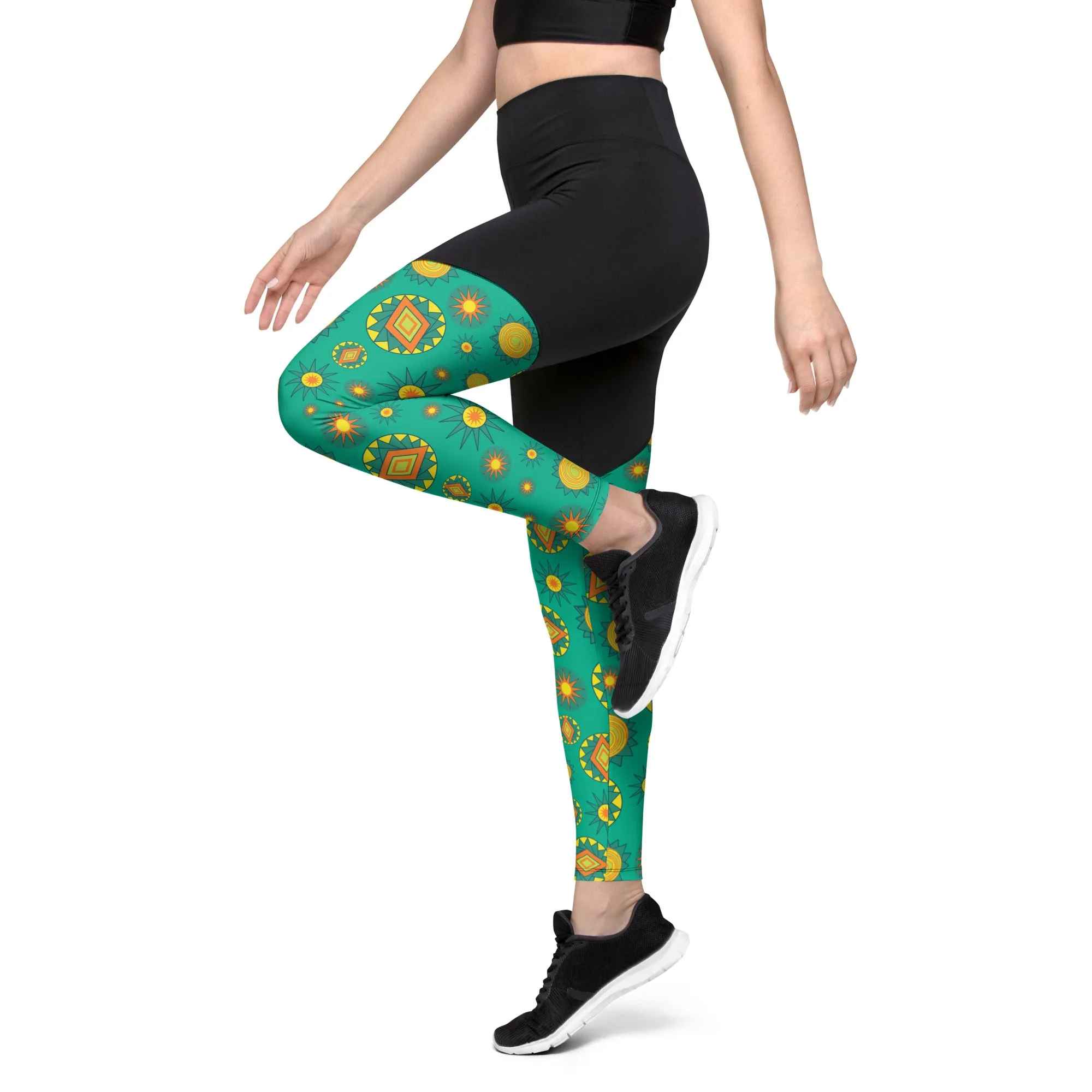 Bursts on green Sports Leggings