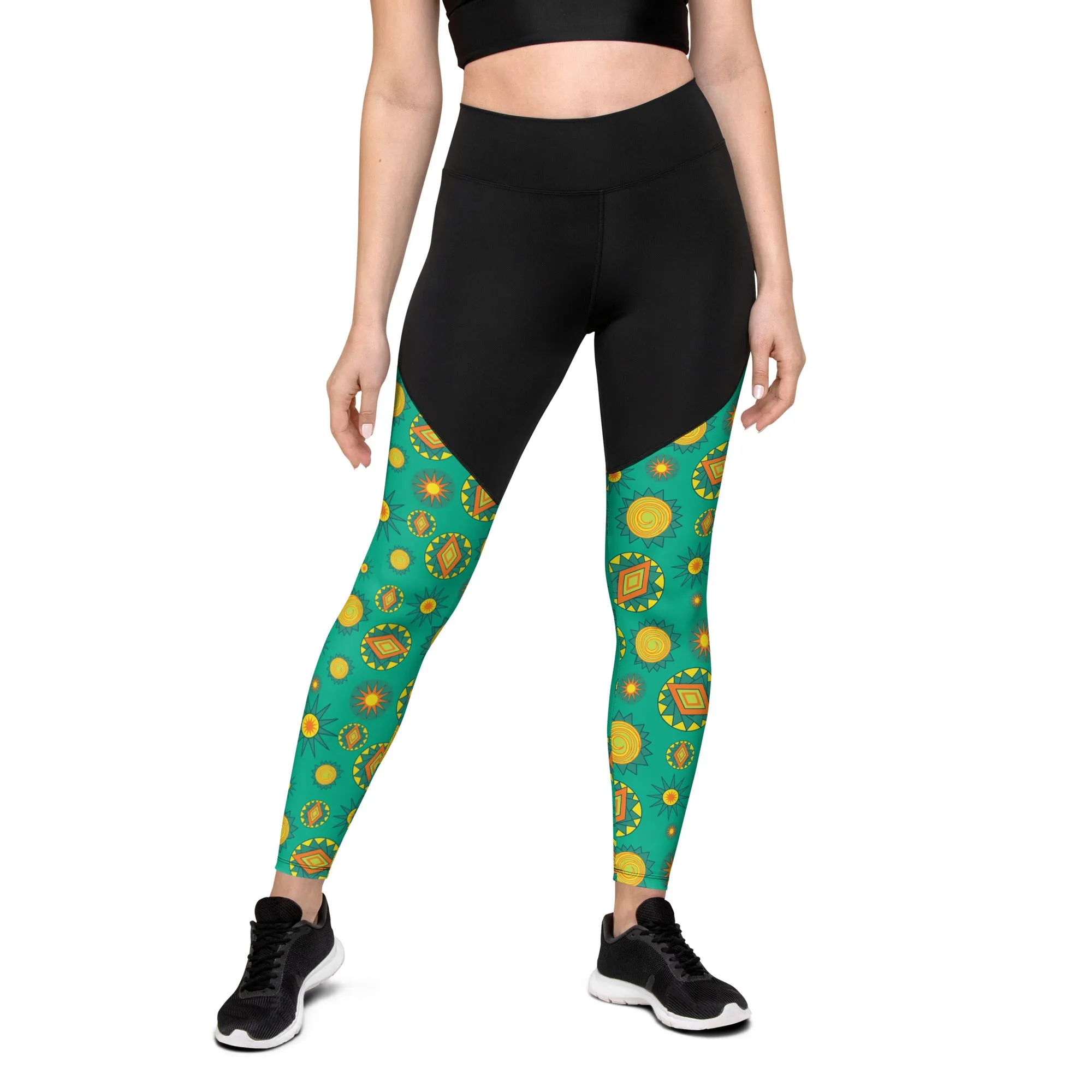 Bursts on green Sports Leggings