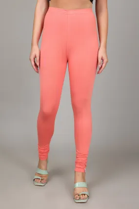 COTTON CHURIDAR LEGGINGS - PEACH