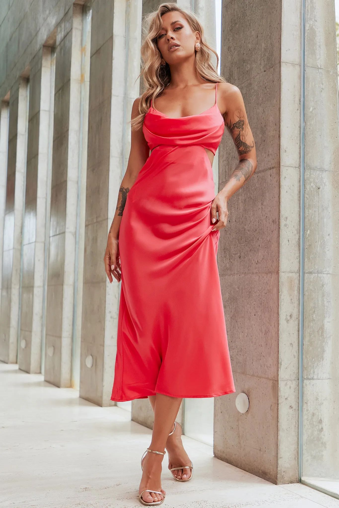 Delta Midi Dress - Coral