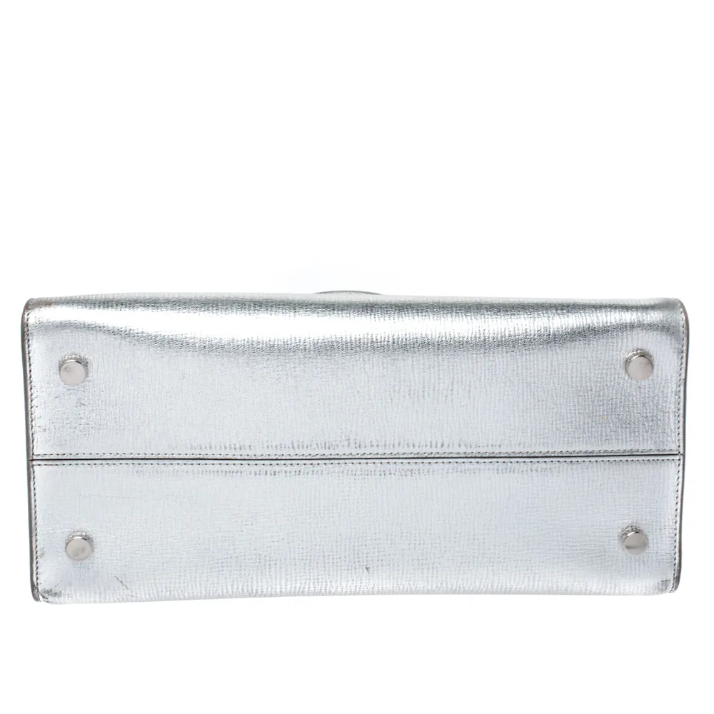 DIOR Metallic Silver Leather Medium ever Bag