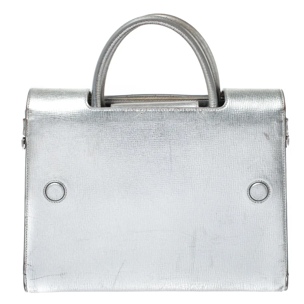 DIOR Metallic Silver Leather Medium ever Bag