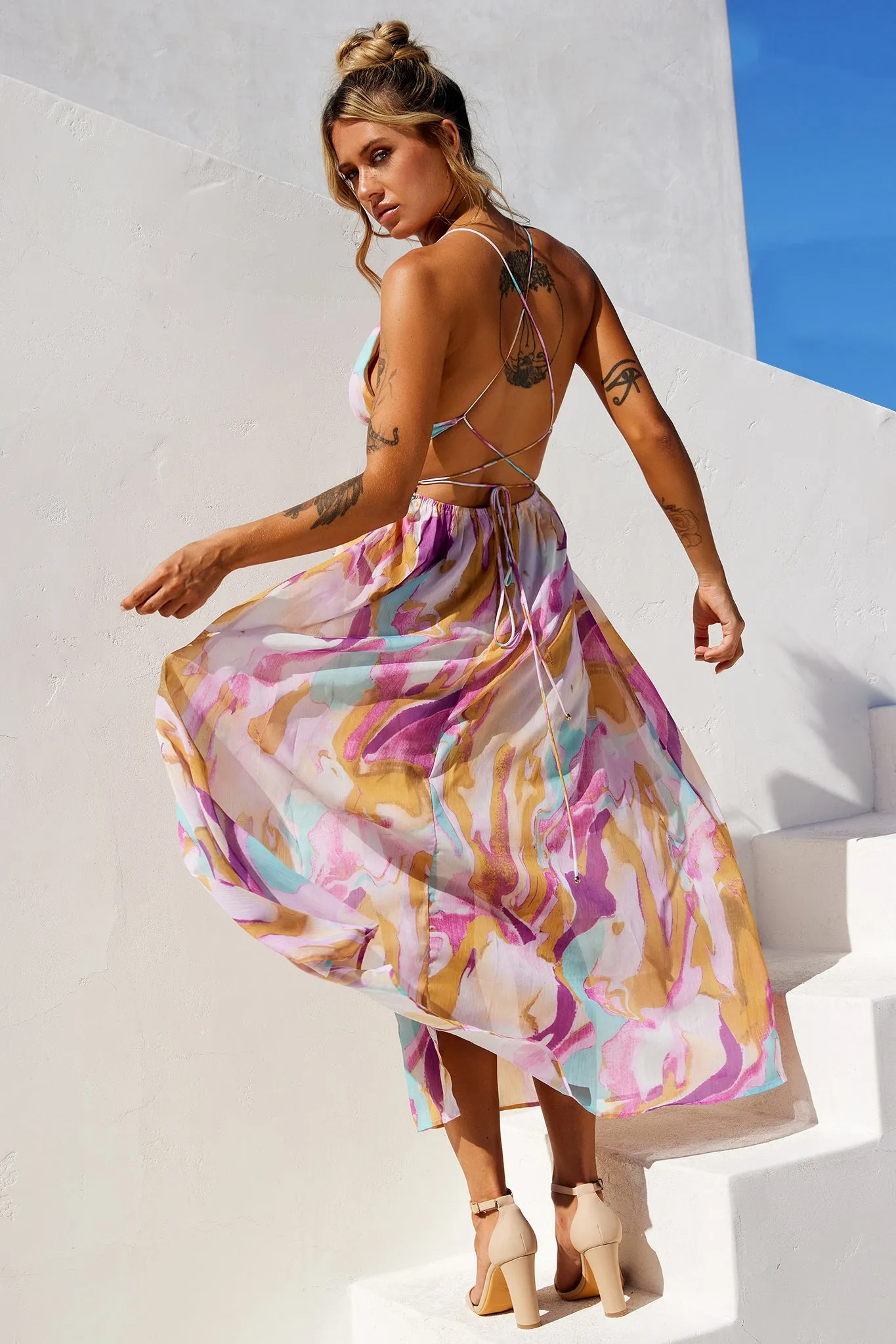 Dreamy Good Midi Dress - Purple Multi