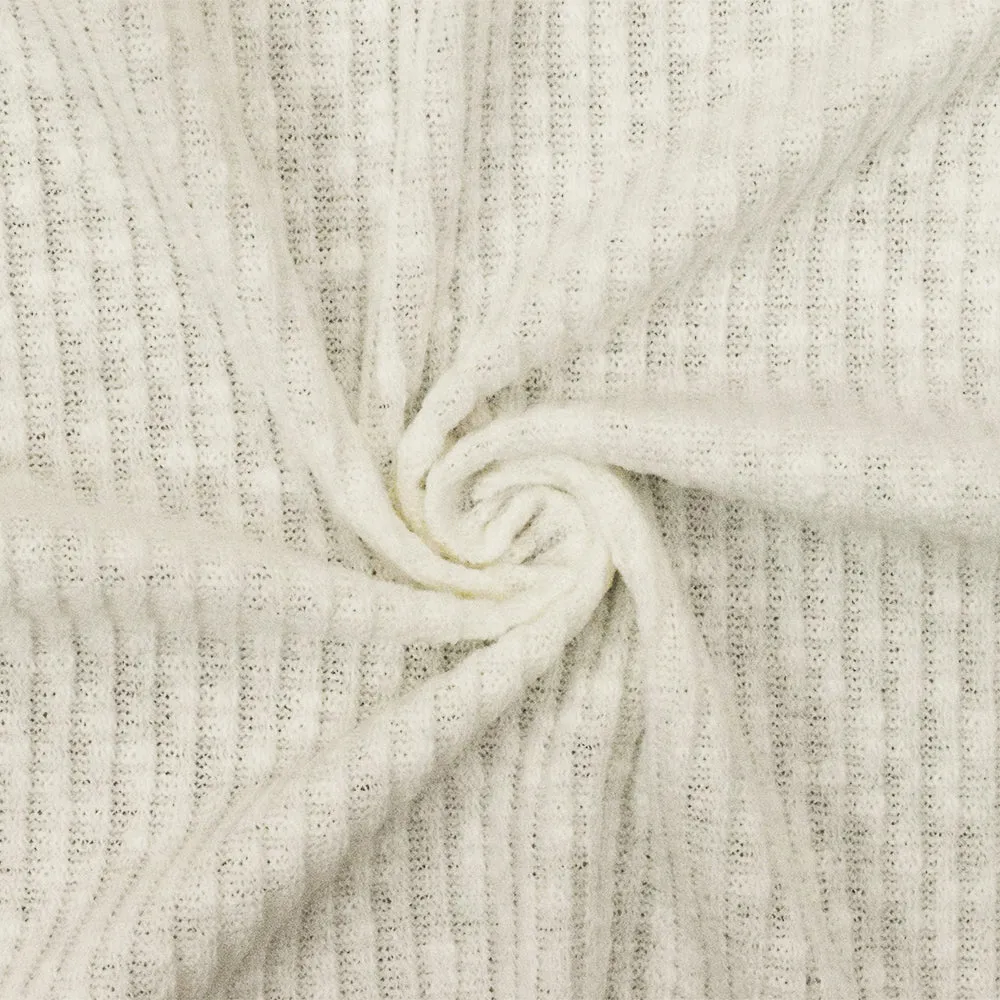 Dreamy Ivory Texture Stretch 3X2 Rib Knit Fabric