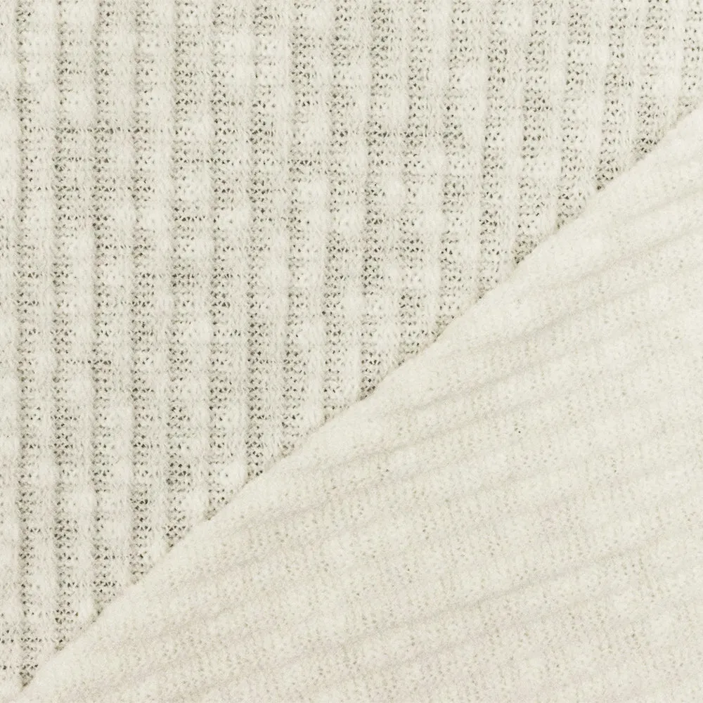 Dreamy Ivory Texture Stretch 3X2 Rib Knit Fabric