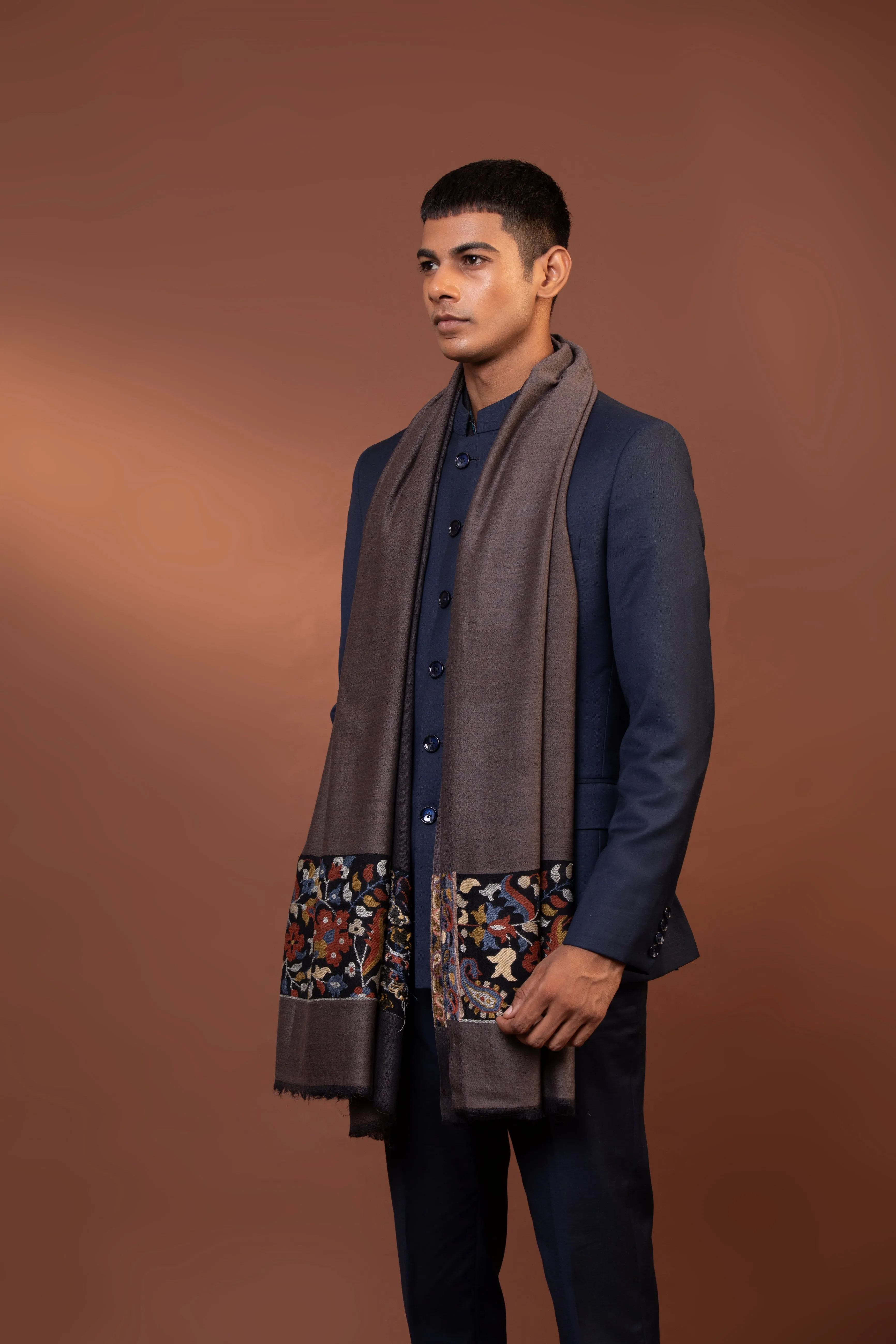 Elegant Hand Embroidered Wool Shawl for Men – Premium Quality & Style