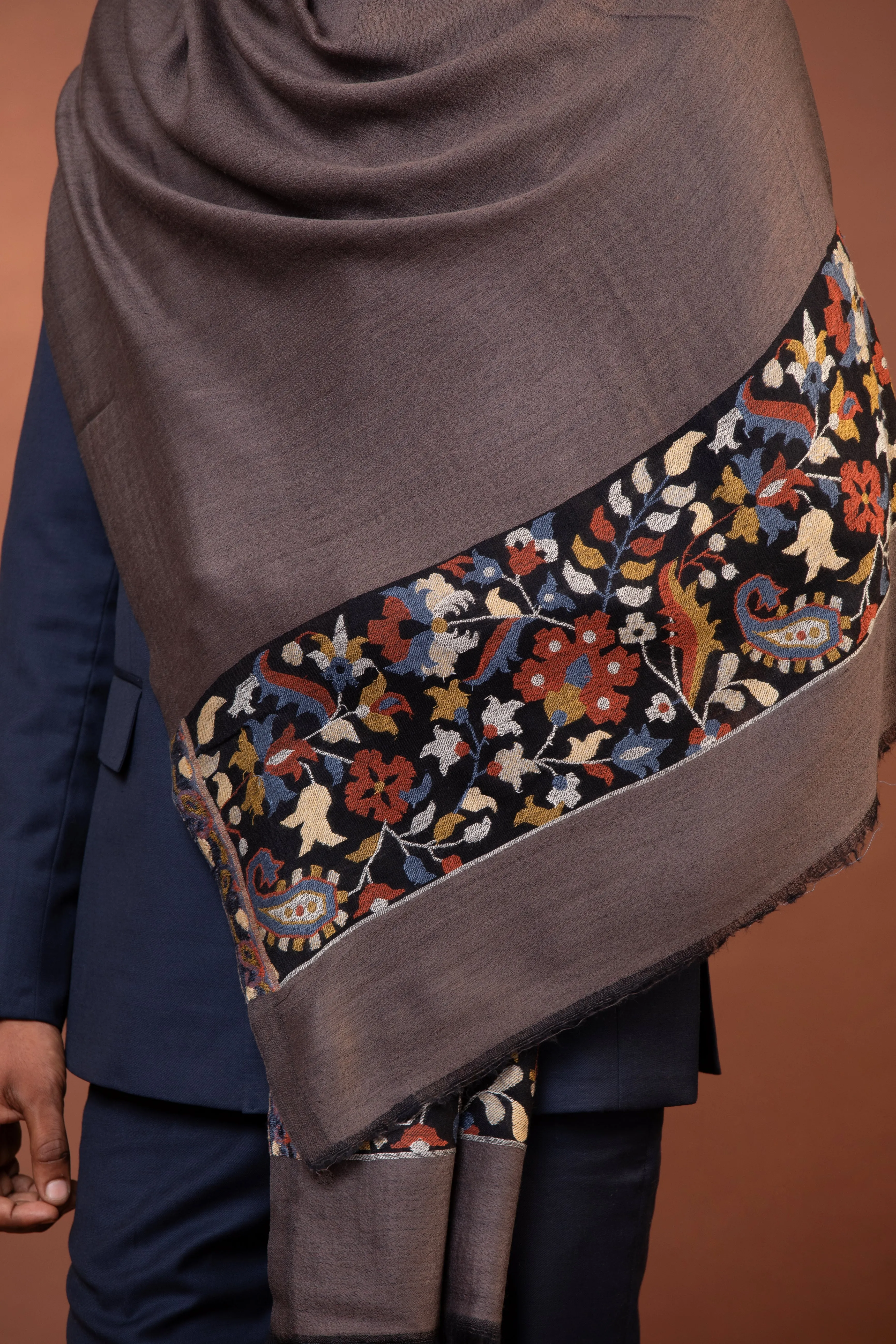 Elegant Hand Embroidered Wool Shawl for Men – Premium Quality & Style