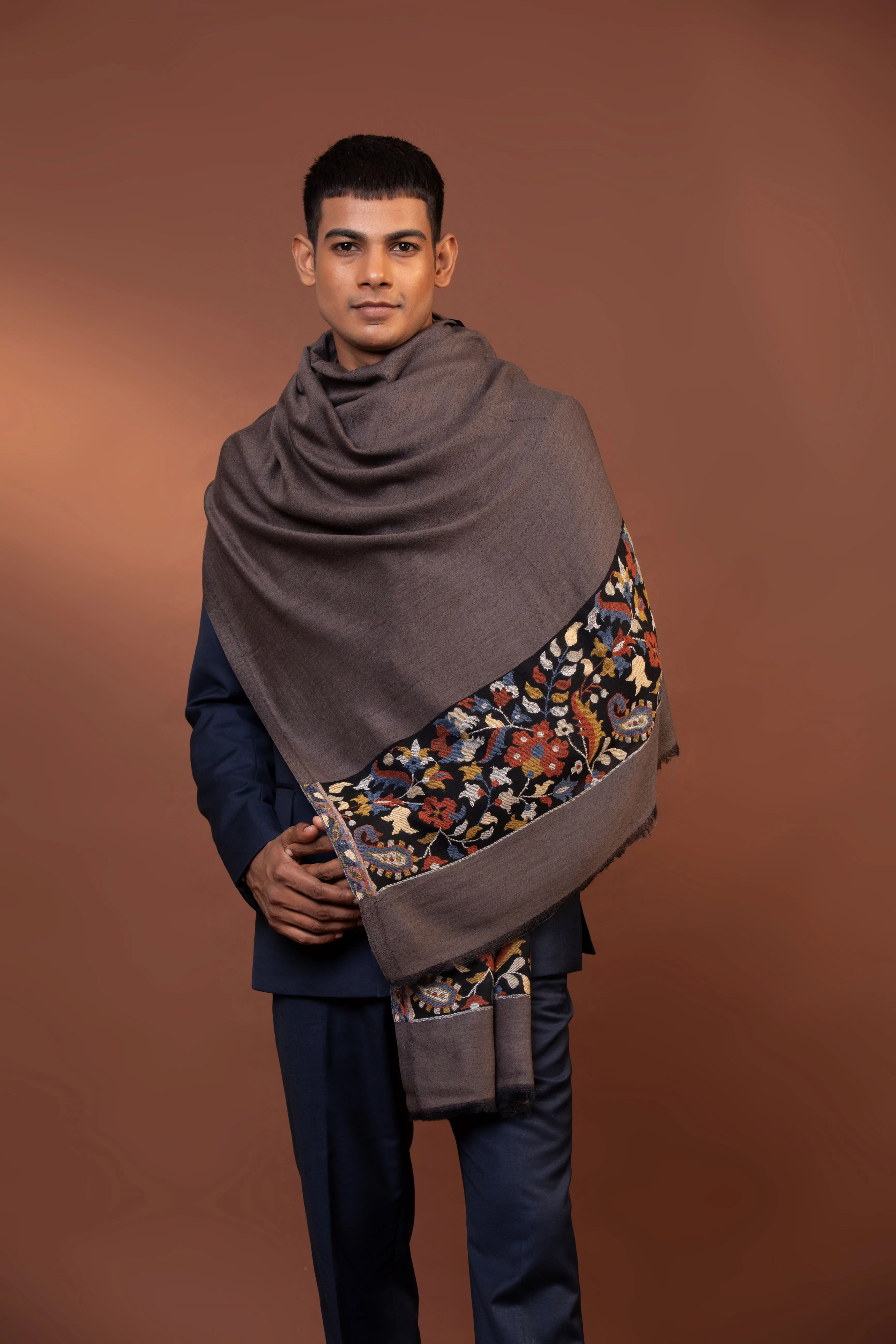 Elegant Hand Embroidered Wool Shawl for Men – Premium Quality & Style