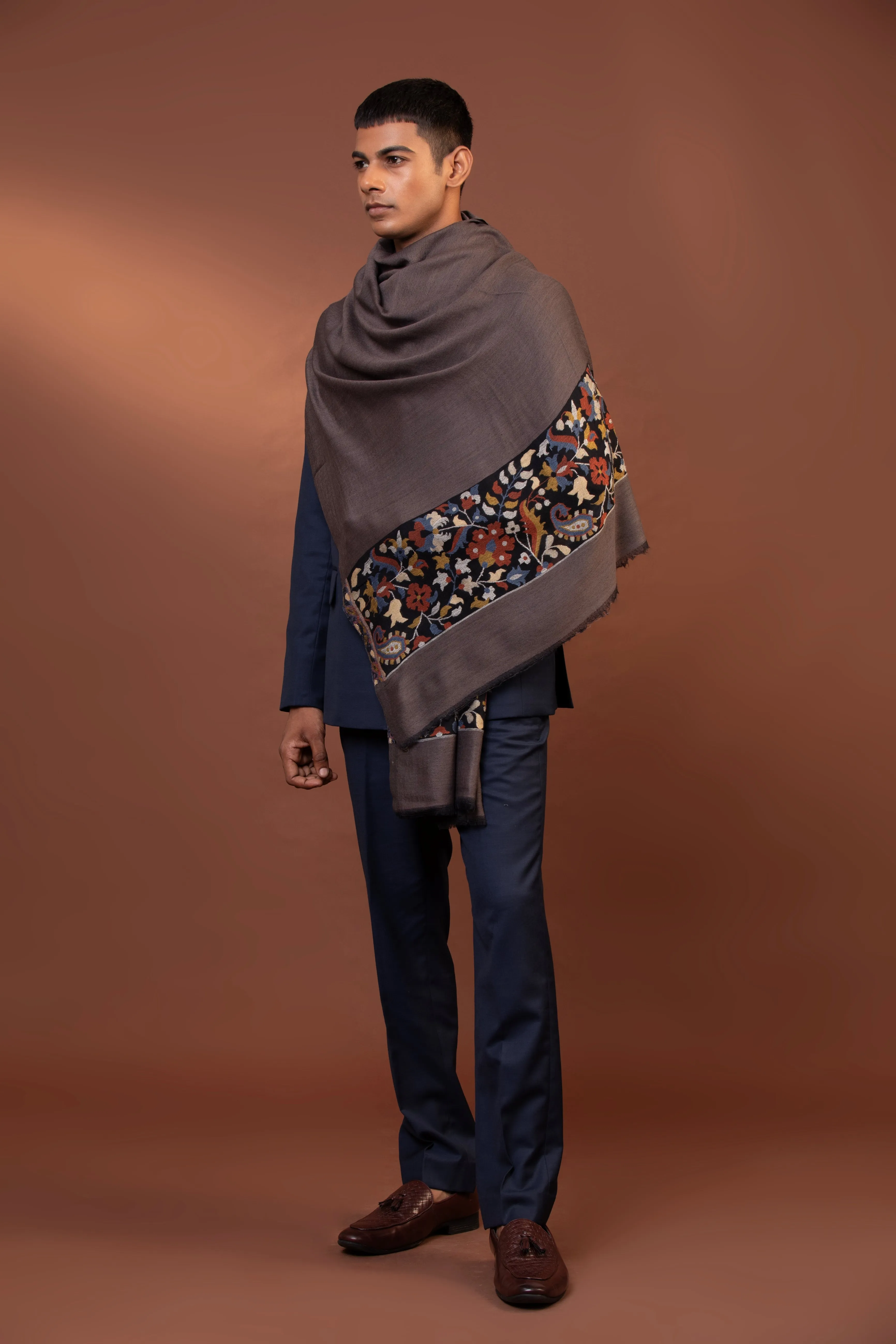 Elegant Hand Embroidered Wool Shawl for Men – Premium Quality & Style