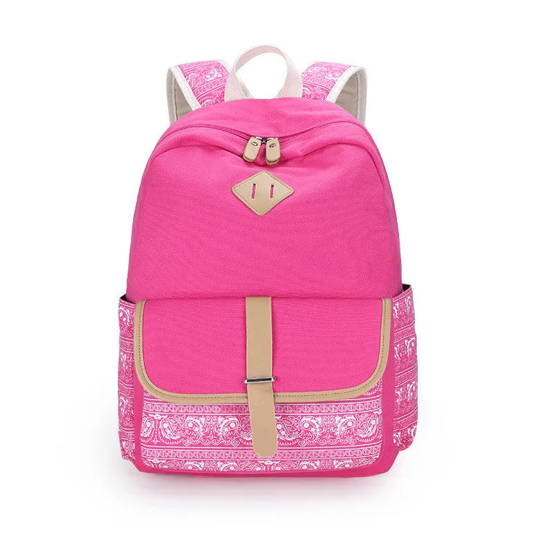 Fashion Flower Printed Women's Canvas Backpack