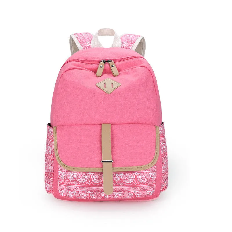 Fashion Flower Printed Women's Canvas Backpack