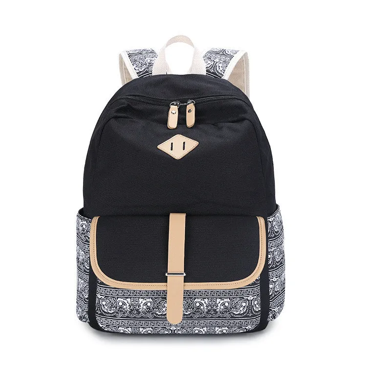 Fashion Flower Printed Women's Canvas Backpack