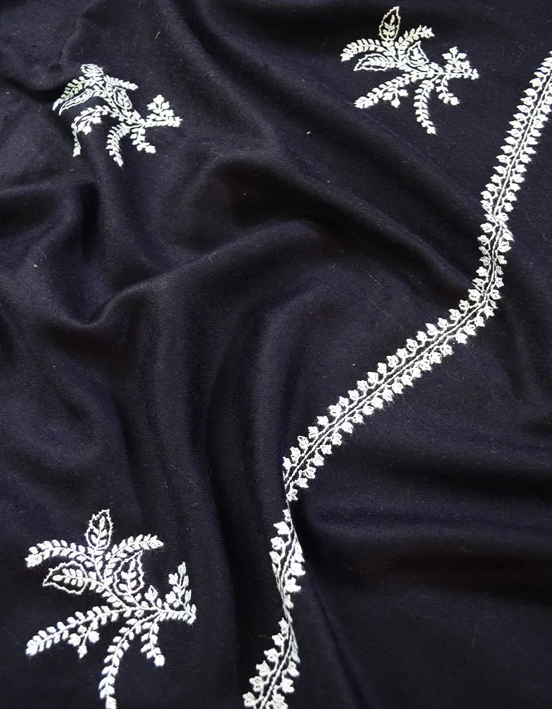 french navy blue booti embroidery pashmina shawl 8455