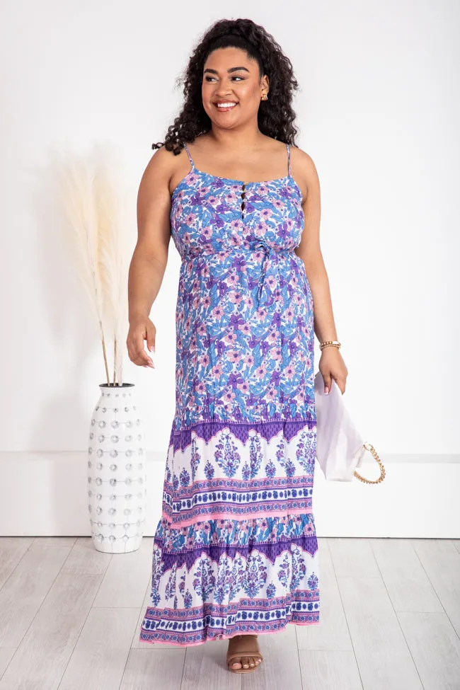 Gentle Breeze Purple Printed Maxi Dress FINAL SALE