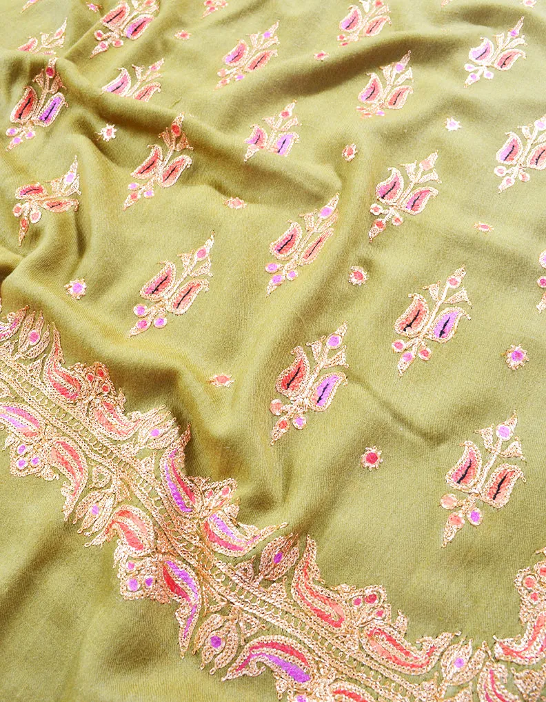 goldenrod tilla embroidery pashmina shawl 8415