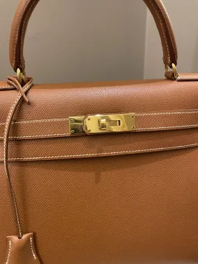 Hermes Vintage Kelly Sellier 28 Gold Courcheval