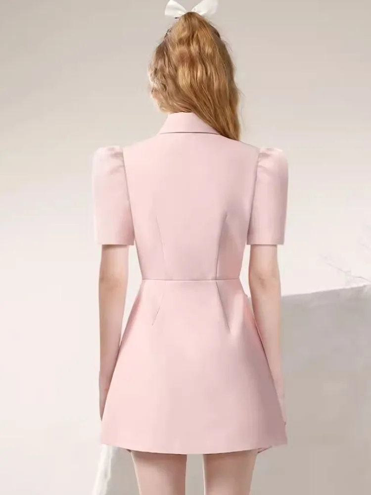 Irregular Gentle Pink Suit Dresses【s0000007283】