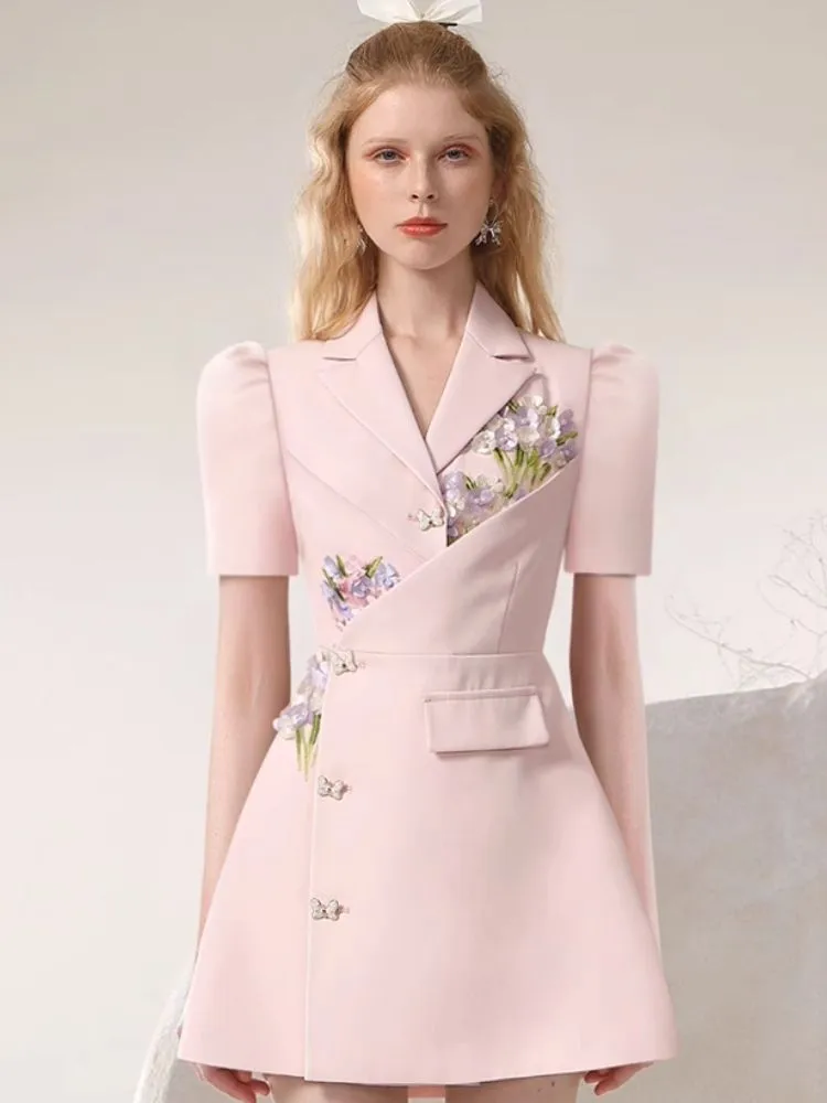 Irregular Gentle Pink Suit Dresses【s0000007283】