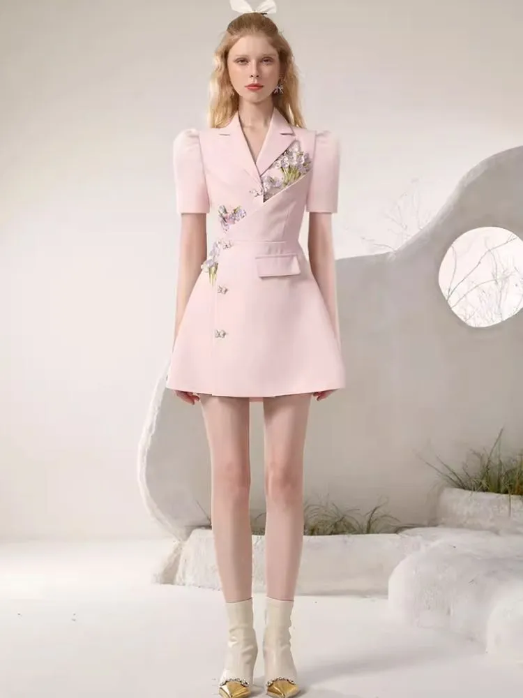 Irregular Gentle Pink Suit Dresses【s0000007283】