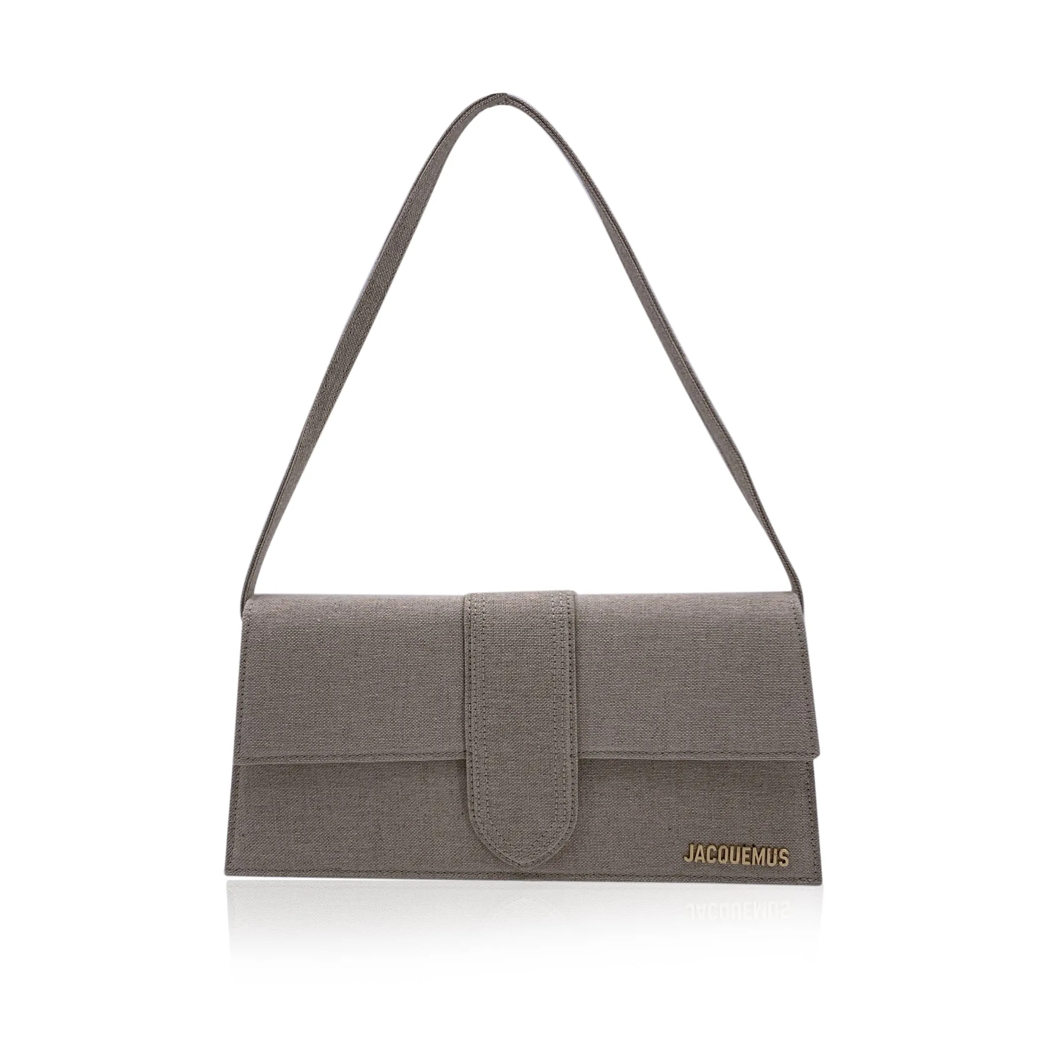 Jacquemus Beige Linen Le Long Bambino Structured Shoulder Bag