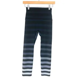 K-Deer Black & Grey Stripped High Waisted Capri Leggings- Size S (Inseam 20") (See Notes)