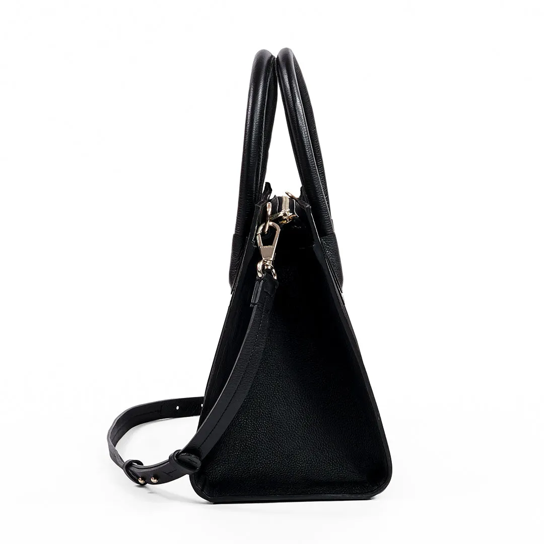 Kai Structured Black Cowhide Handbag