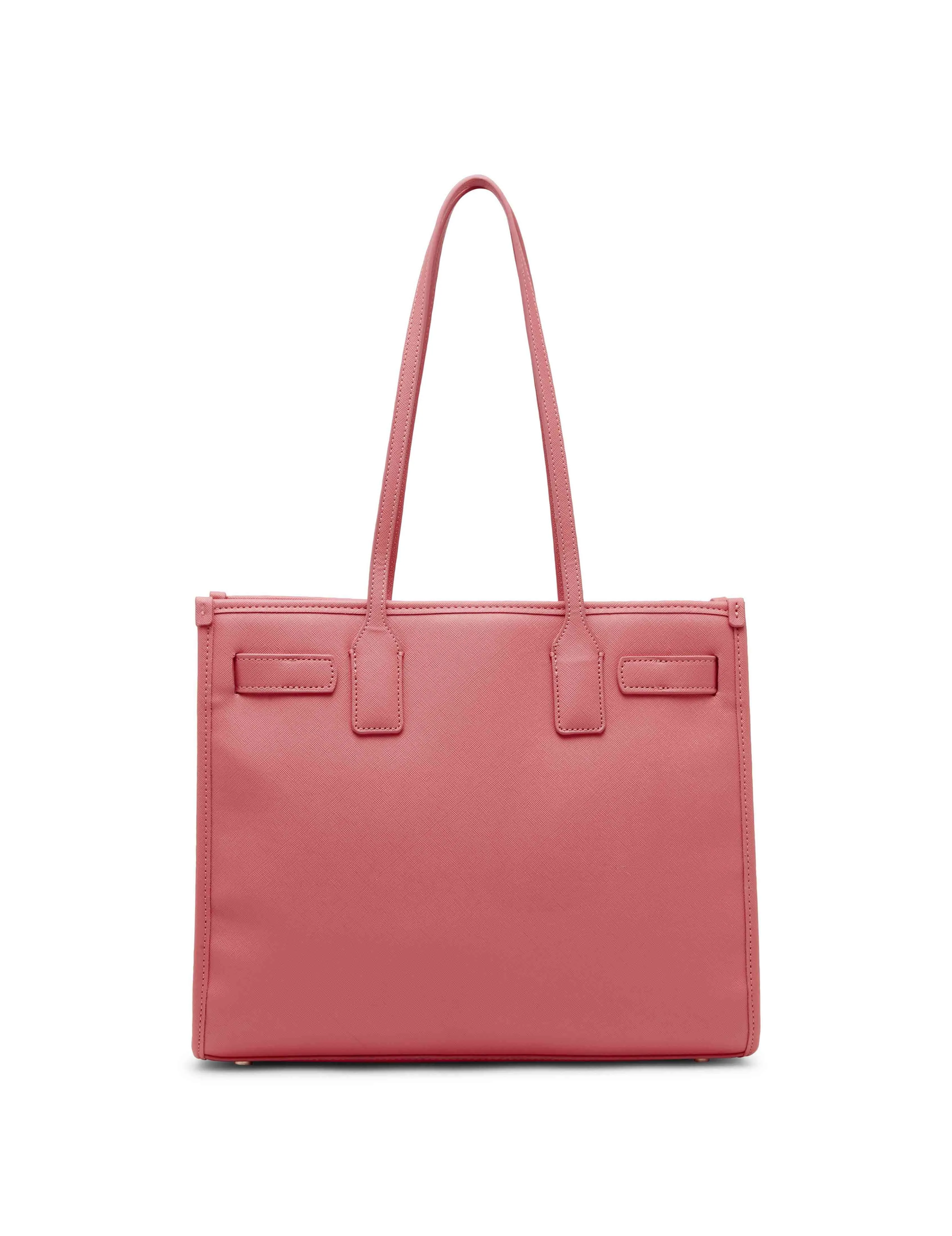 Large Structured Tote With Luggage Tag