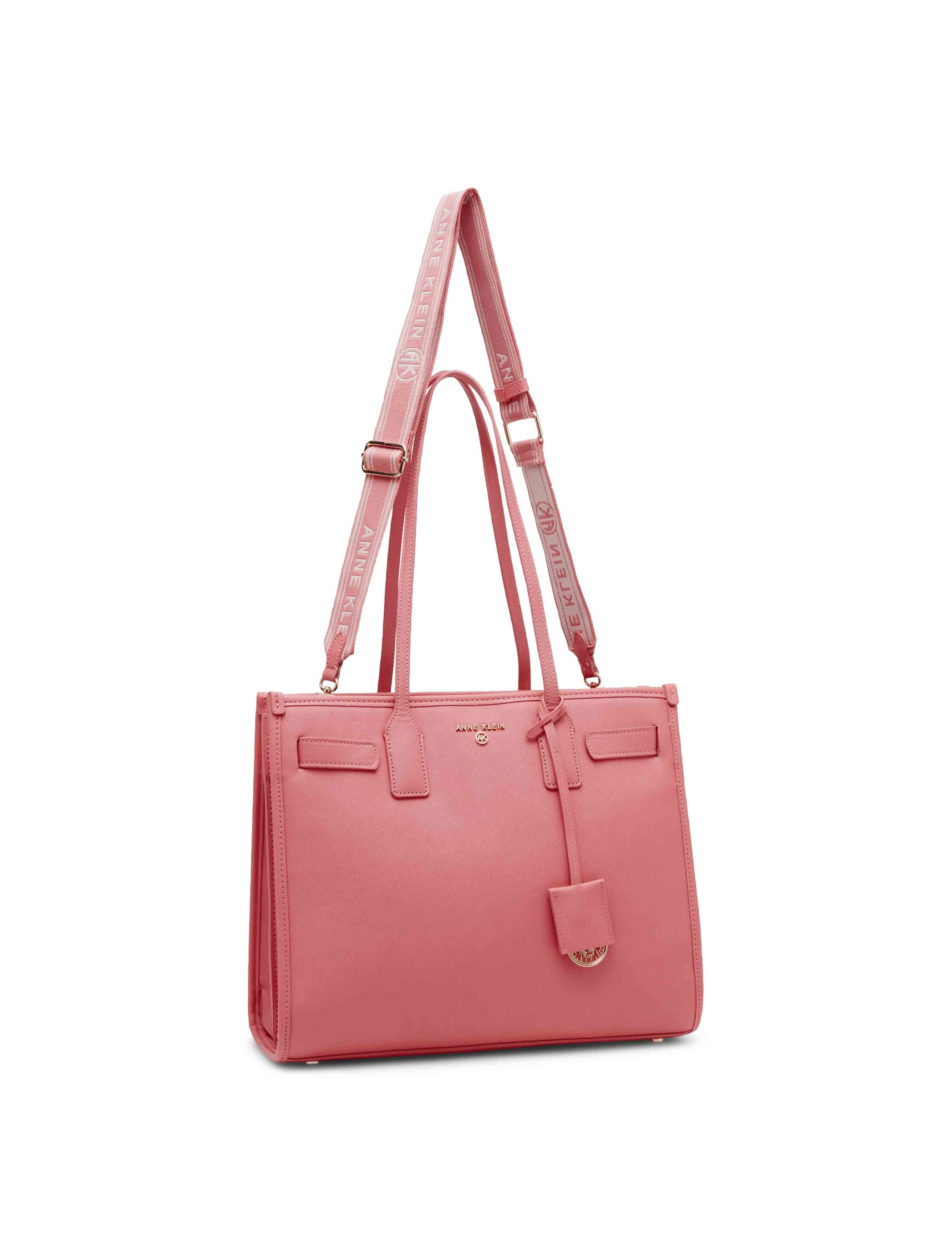 Large Structured Tote With Luggage Tag