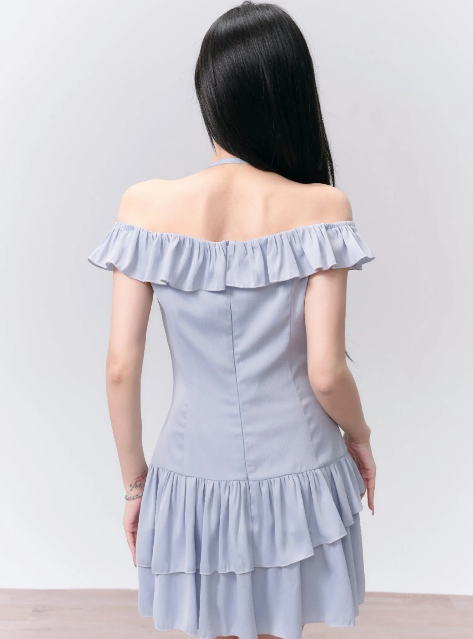 Lavender Dream Ruffled Off-Shoulder Mini Dress