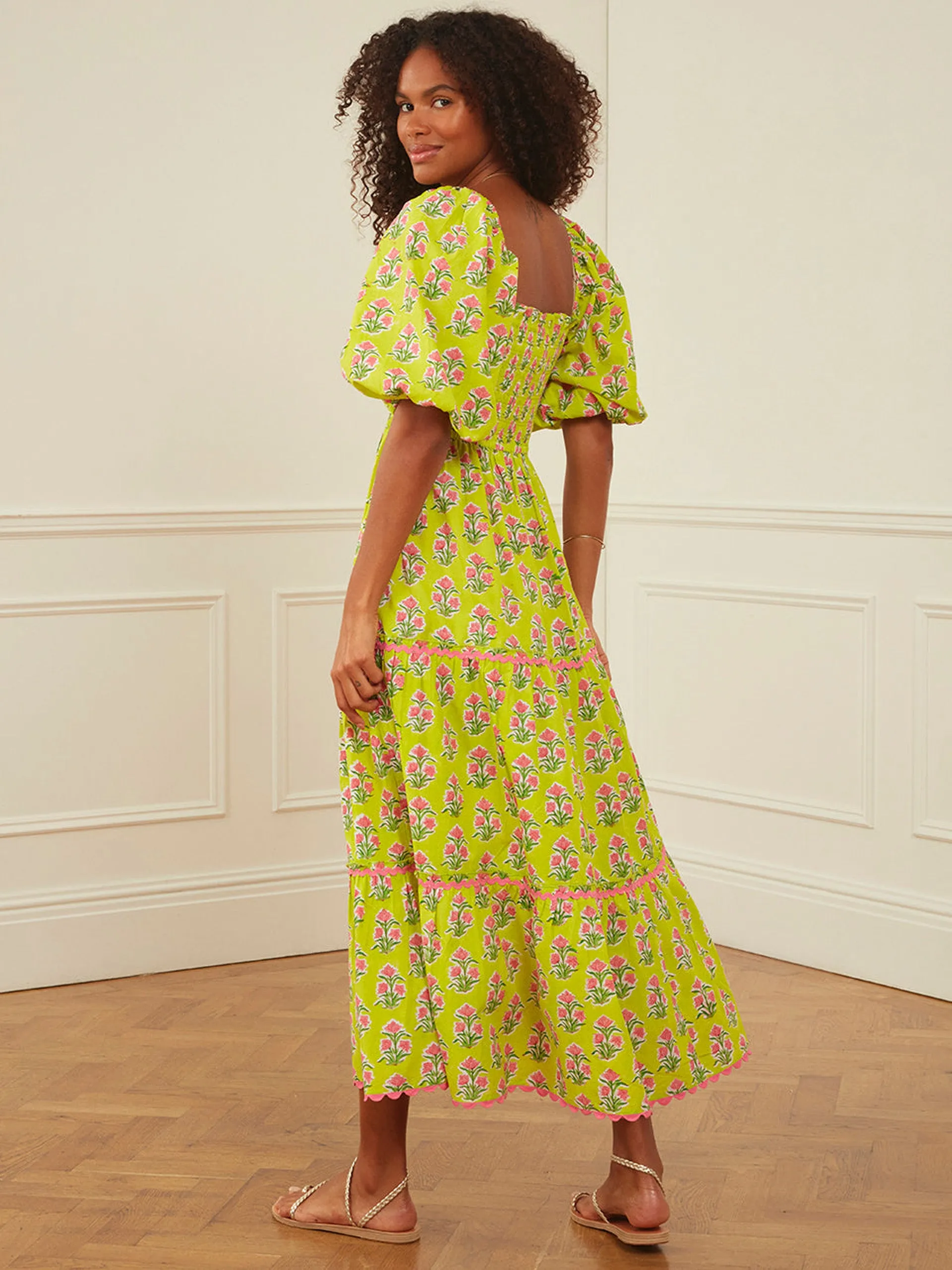 Lime hibiscus jodhpur dress