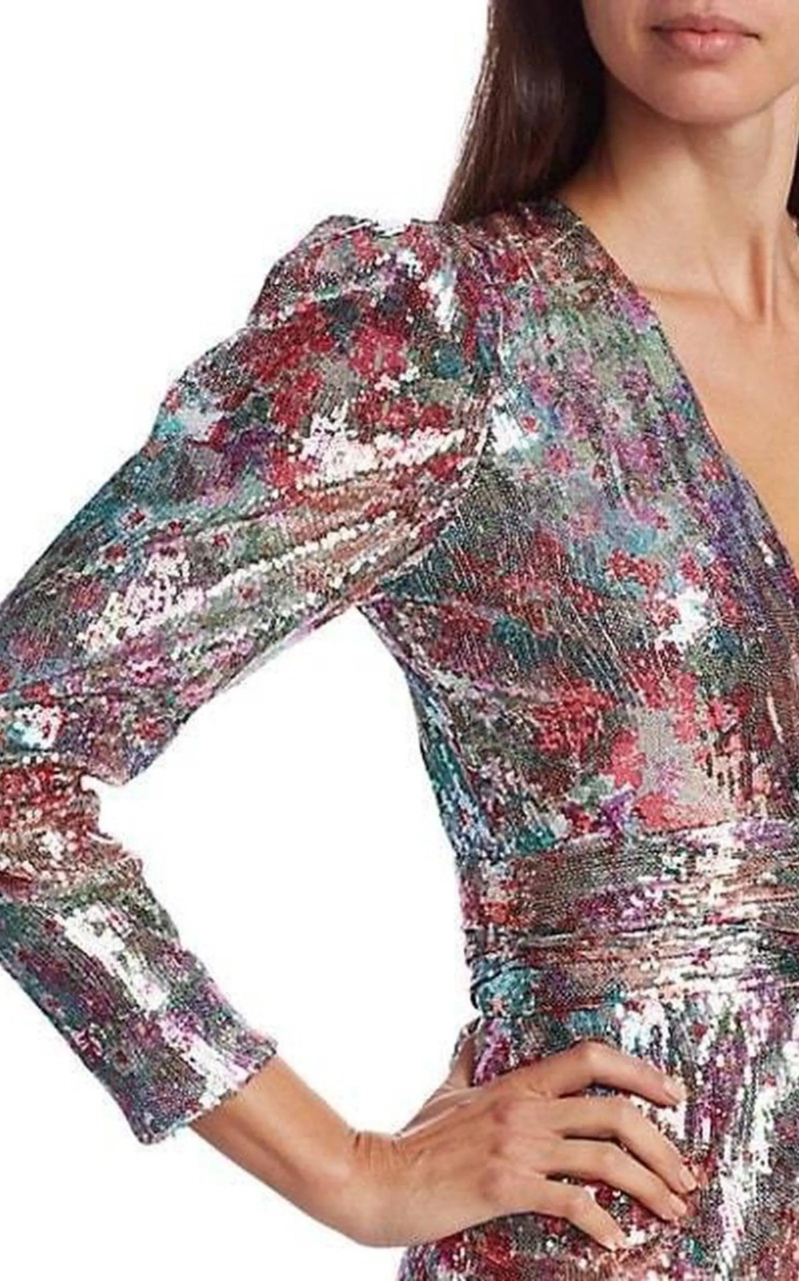 Mixed Sequin Wrapped Mini Dress