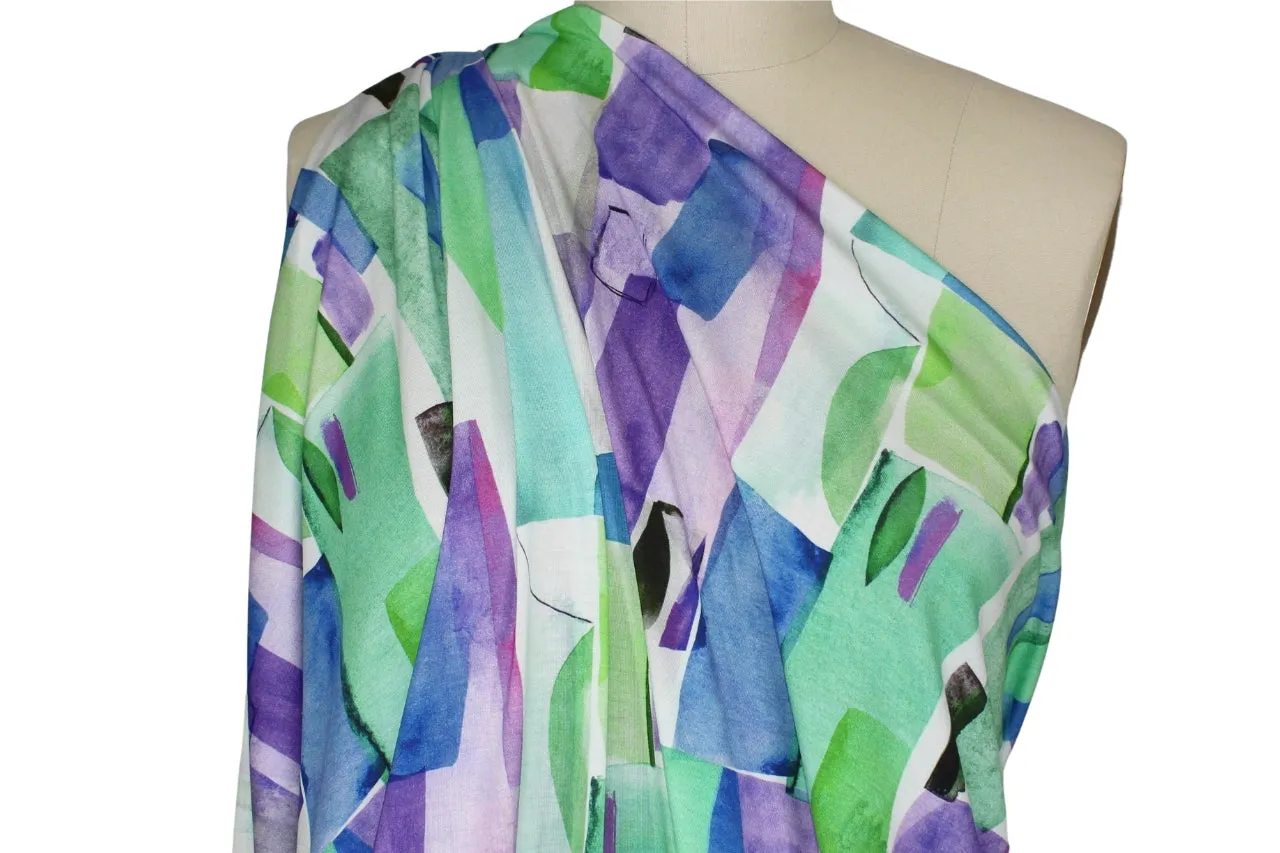 Modern Impressionist French Rayon Jersey - Cool Tones