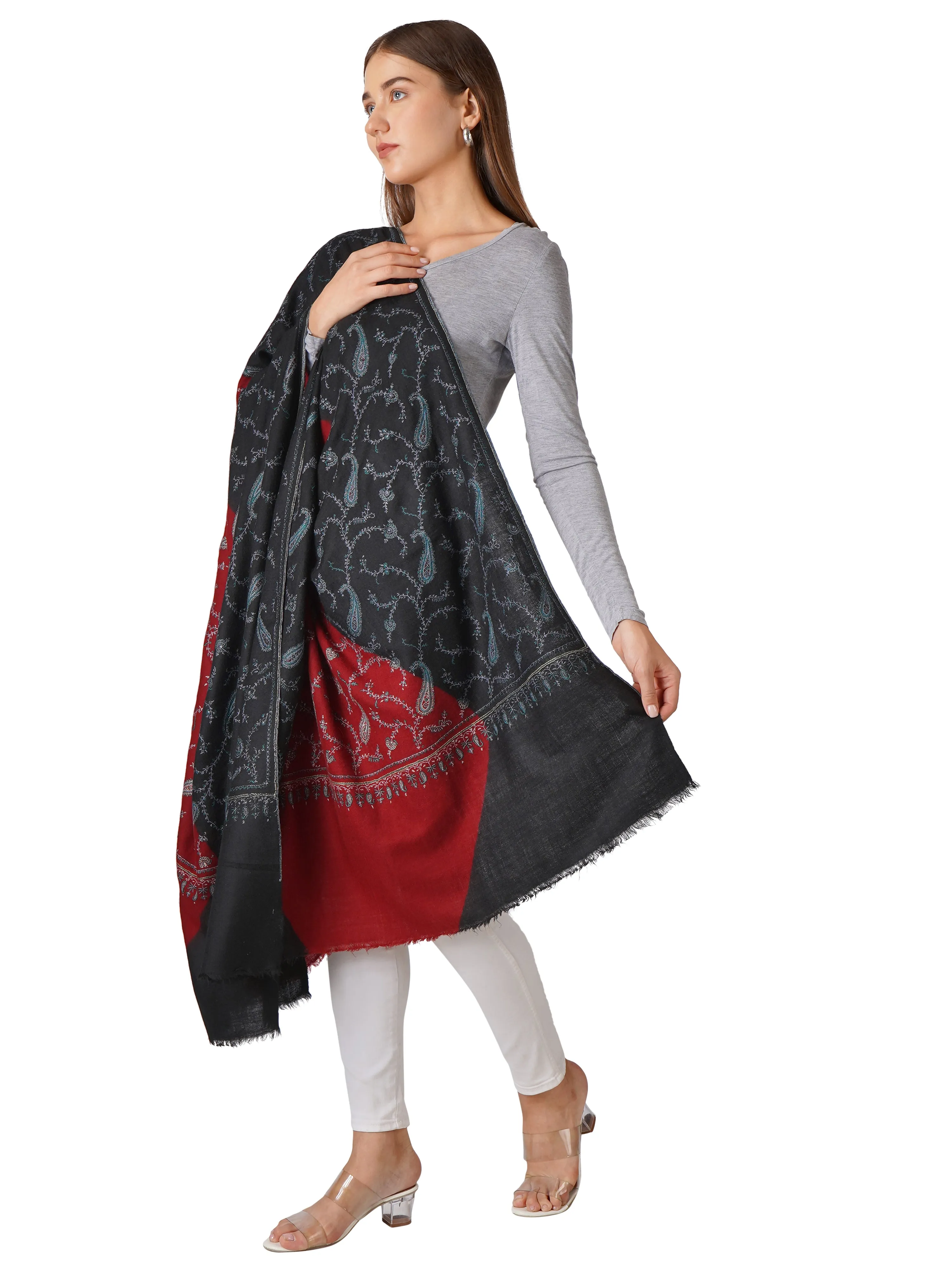 Modern Pashmina Shawl – Trendy and Timeless - Black & Red