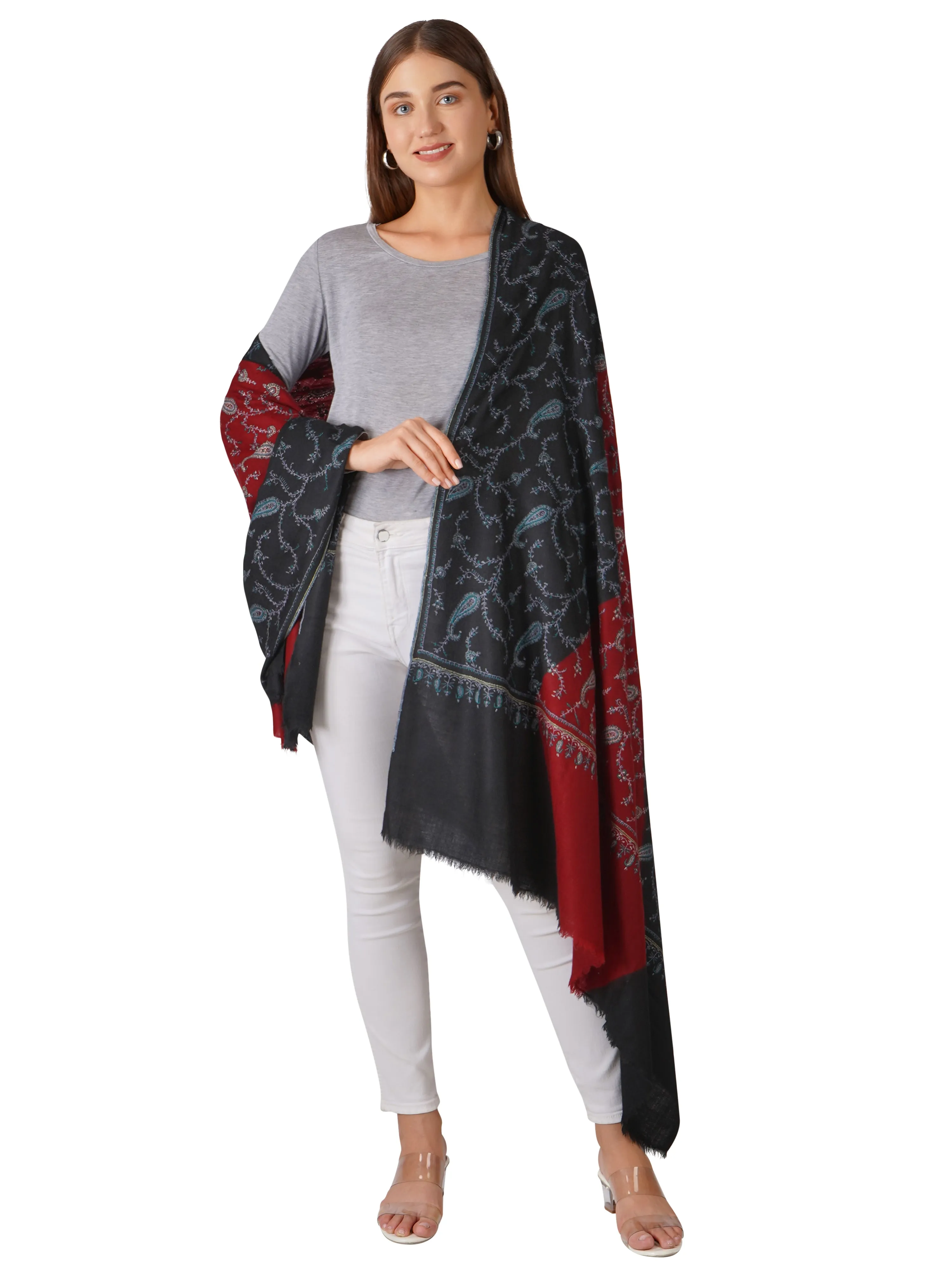 Modern Pashmina Shawl – Trendy and Timeless - Black & Red