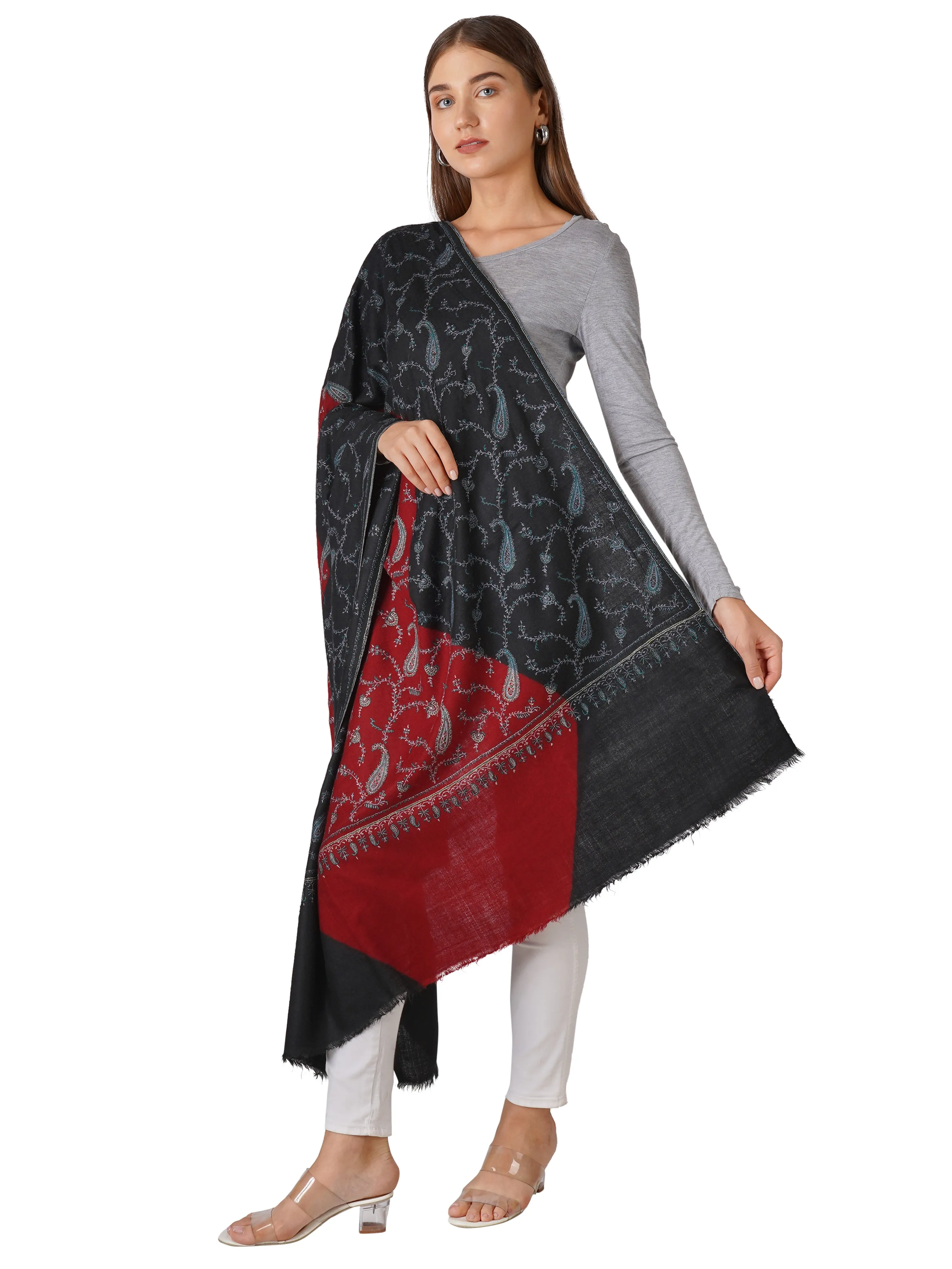 Modern Pashmina Shawl – Trendy and Timeless - Black & Red