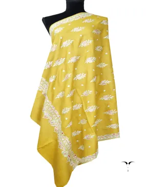 mustard tilla embroidery pashmina shawl 8456