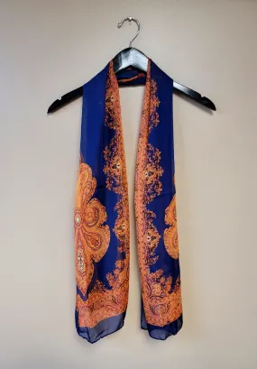 Navy and Orange Paisley Scarf