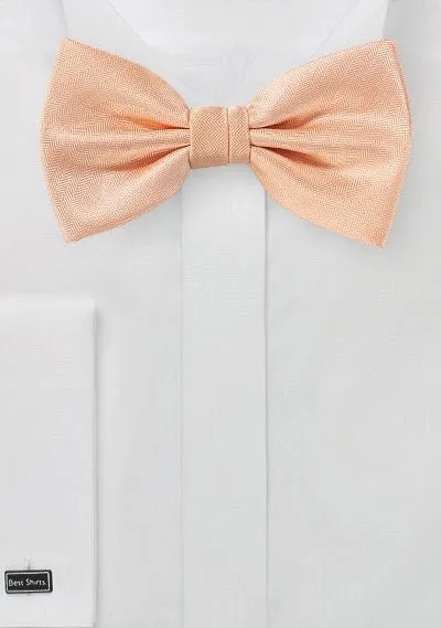 Peach Apricot Herringbone Bowtie