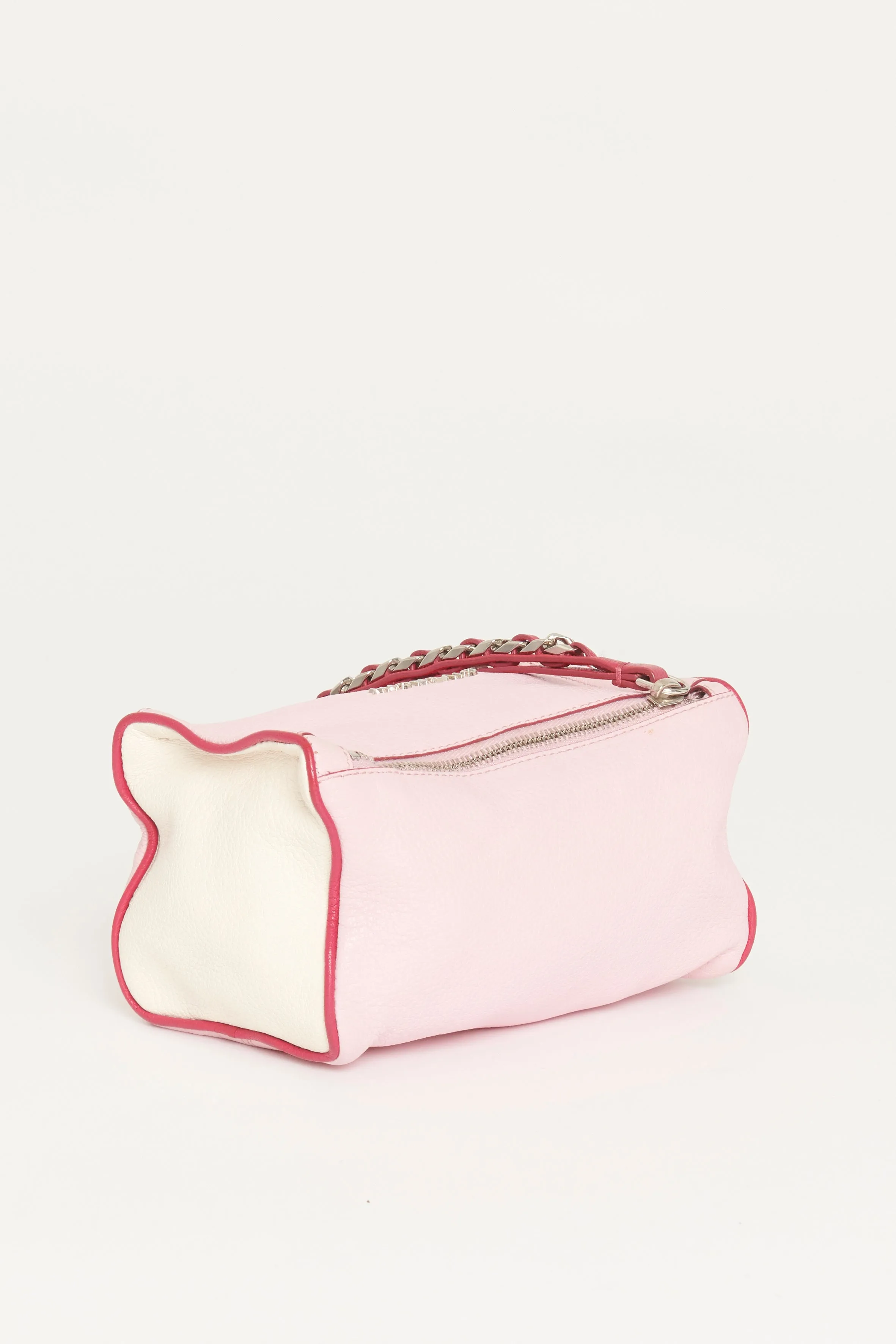 Pink and Cream Preowned Pandora Wristlet Clutch Bag